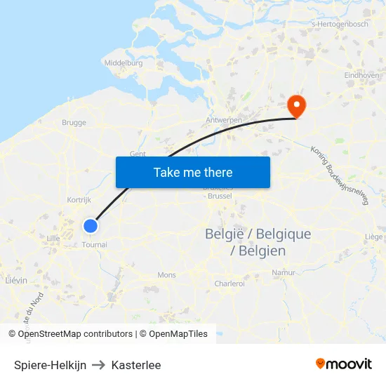 Spiere-Helkijn to Kasterlee map
