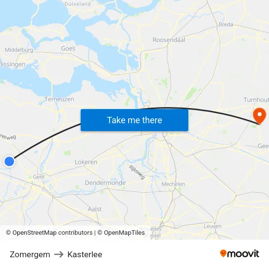Zomergem to Kasterlee map