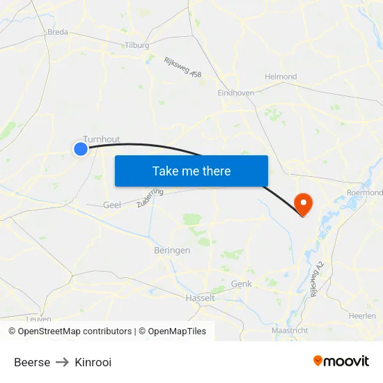 Beerse to Kinrooi map
