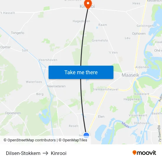 Dilsen-Stokkem to Kinrooi map