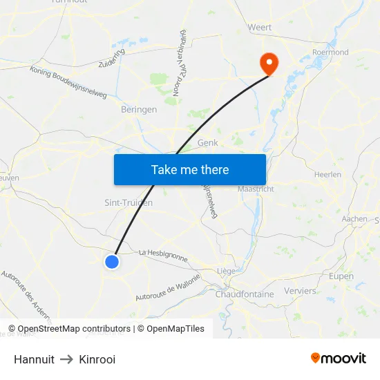 Hannuit to Kinrooi map