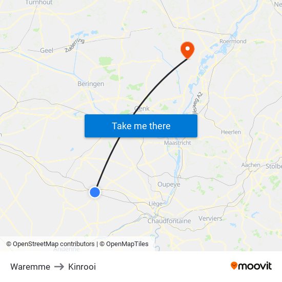 Waremme to Kinrooi map