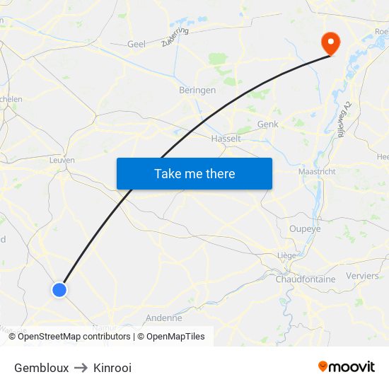 Gembloux to Kinrooi map