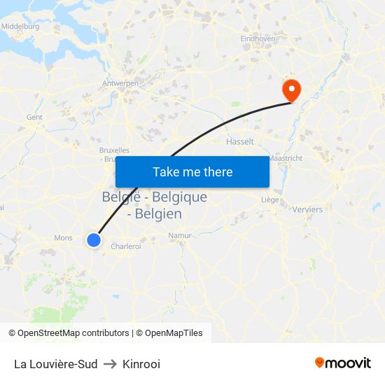 La Louvière-Sud to Kinrooi map