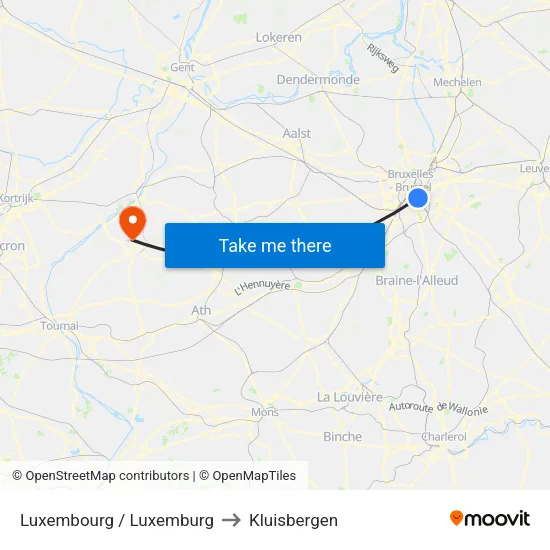Luxembourg / Luxemburg to Kluisbergen map