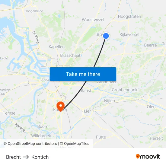 Brecht to Kontich map