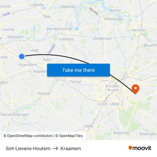 Sint-Lievens-Houtem to Kraainem map