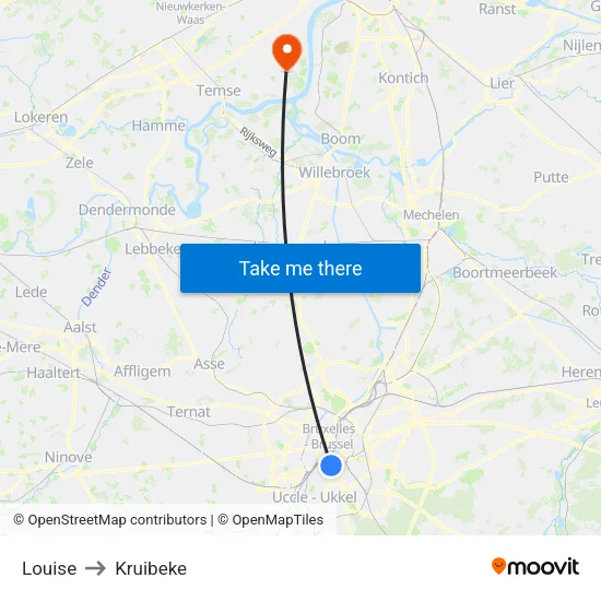 Louise to Kruibeke map