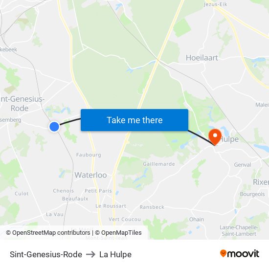 Sint-Genesius-Rode to La Hulpe map