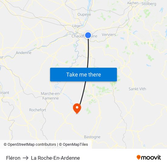 Fléron to La Roche-En-Ardenne map