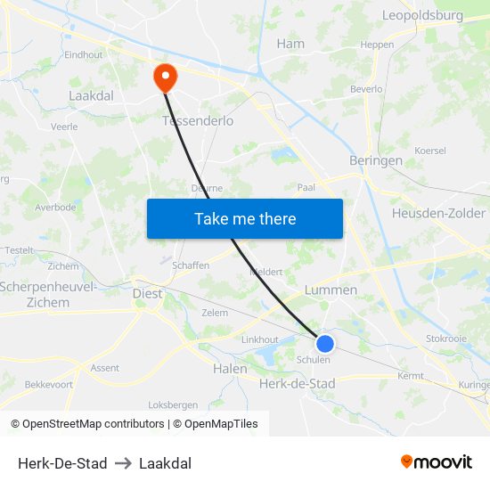 Herk-De-Stad to Laakdal map