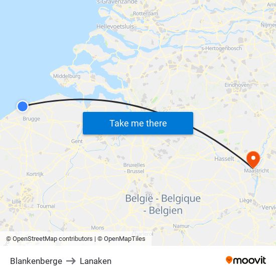 Blankenberge to Lanaken map