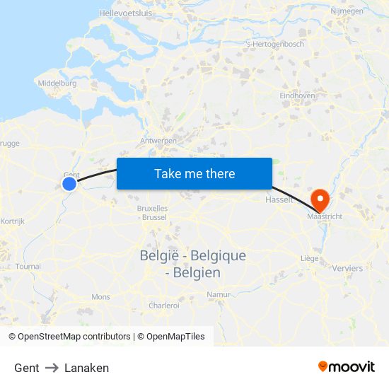 Gent to Lanaken map