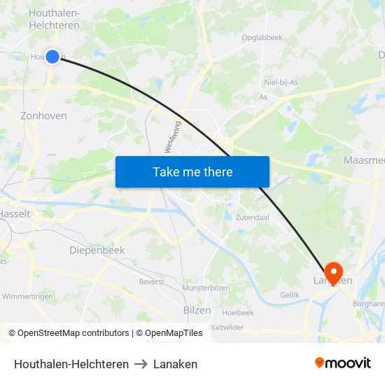 Houthalen-Helchteren to Lanaken map