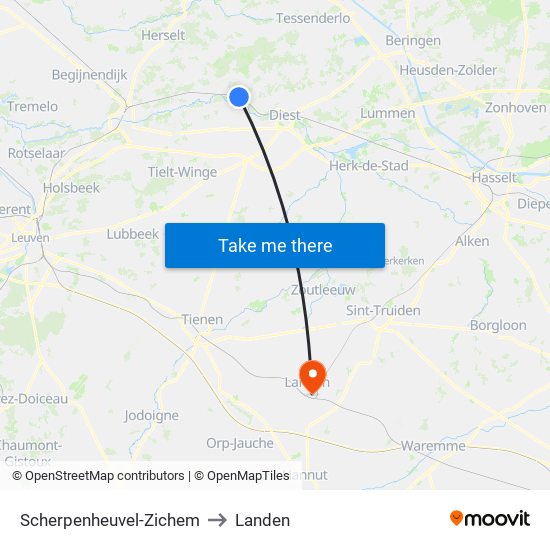 Scherpenheuvel-Zichem to Landen map