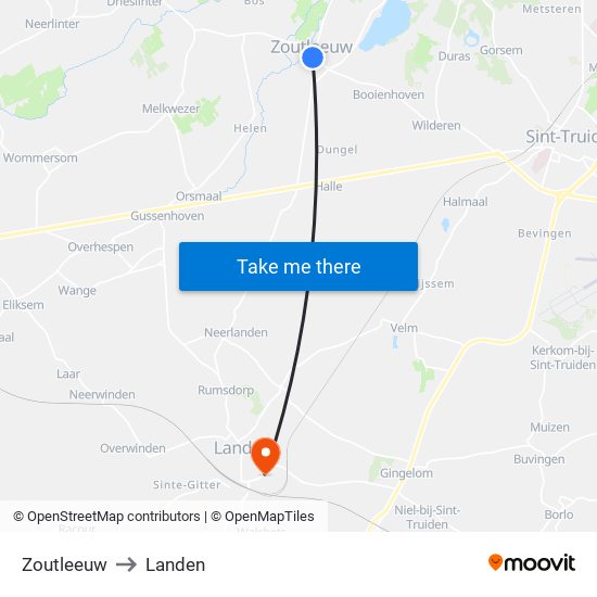 Zoutleeuw to Landen map