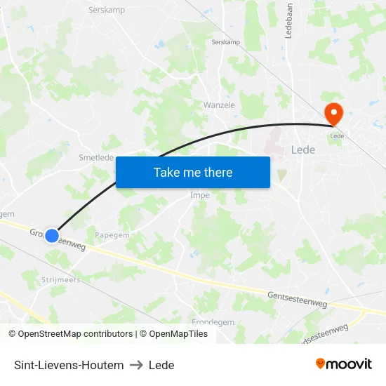 Sint-Lievens-Houtem to Lede map