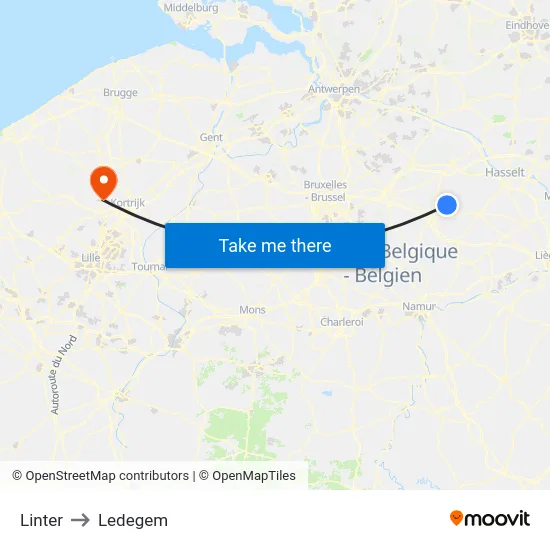 Linter to Ledegem map