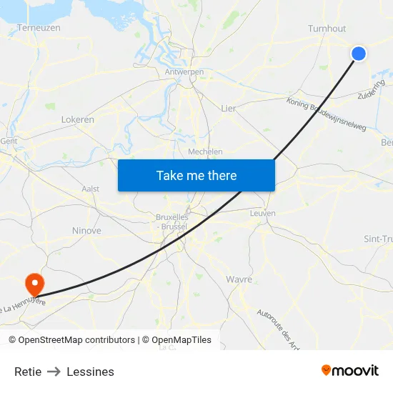 Retie to Lessines map