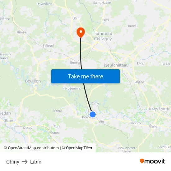 Chiny to Libin map