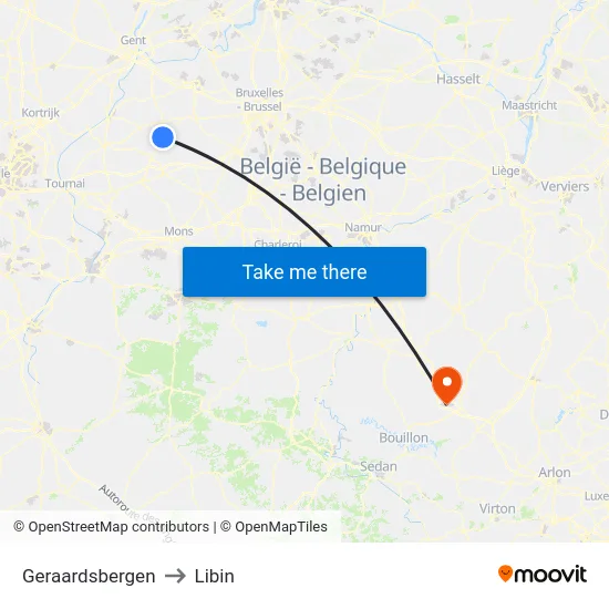 Geraardsbergen to Libin map