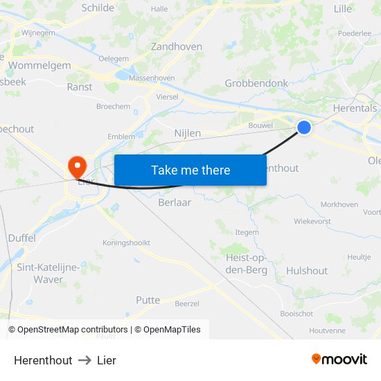 Herenthout to Lier map