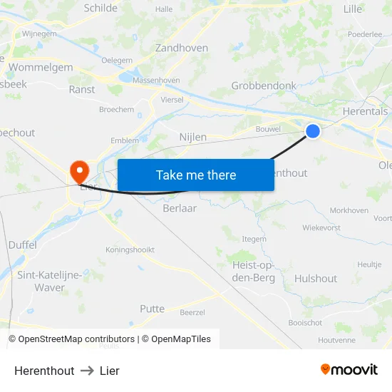 Herenthout to Lier map