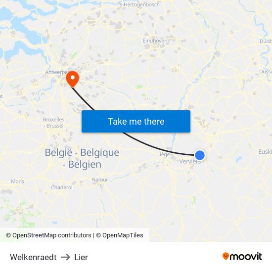 Welkenraedt to Lier map