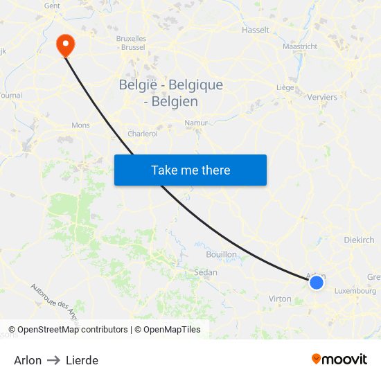 Arlon to Lierde map