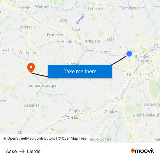 Asse to Lierde map