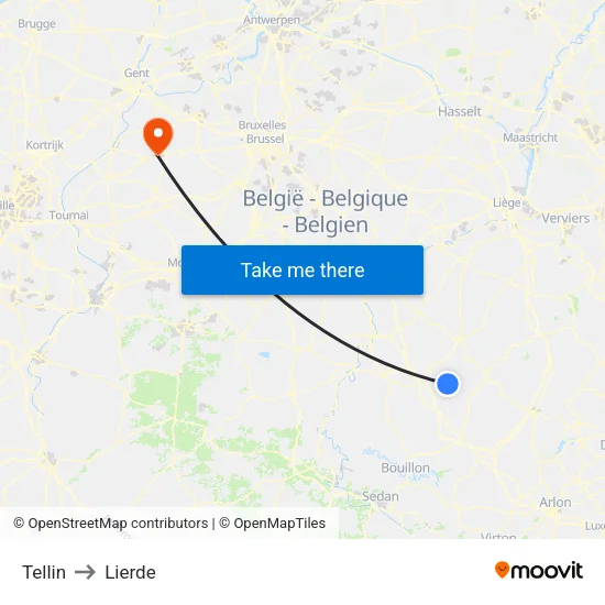 Tellin to Lierde map