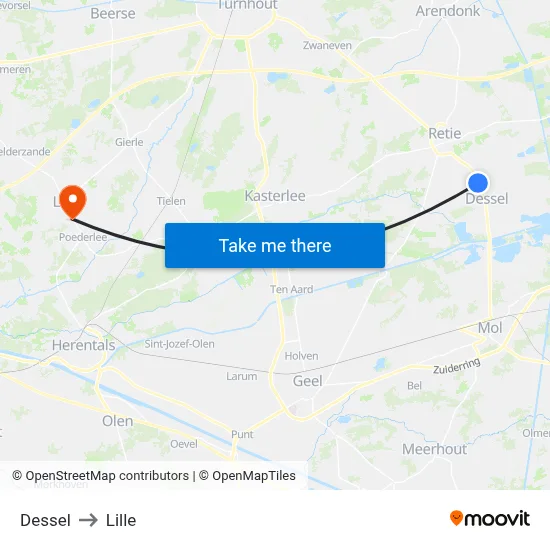 Dessel to Lille map