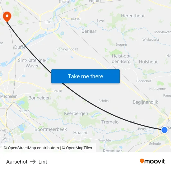 Aarschot to Lint map