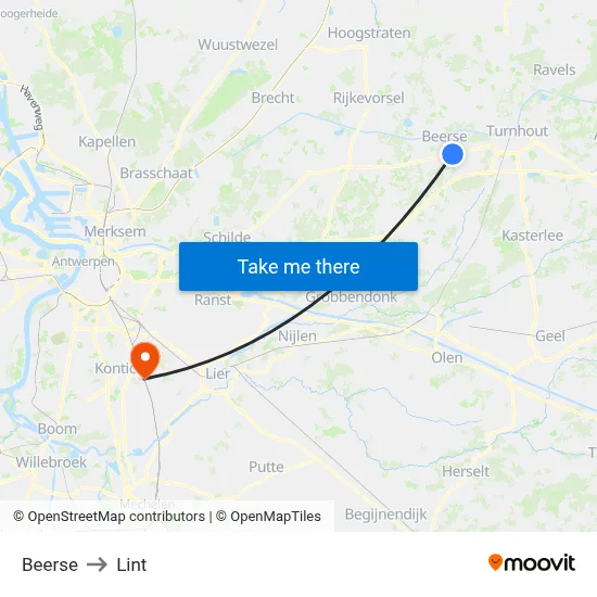 Beerse to Lint map