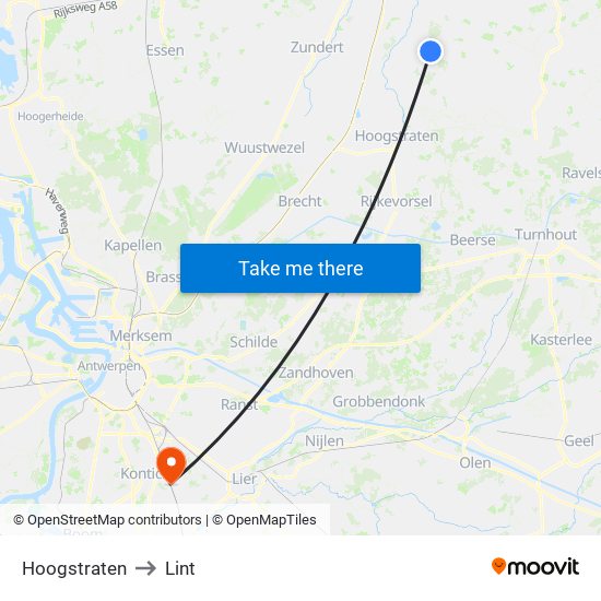 Hoogstraten to Lint map