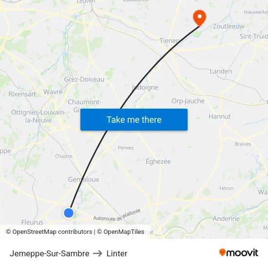 Jemeppe-Sur-Sambre to Linter map