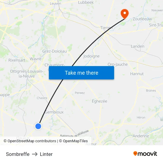 Sombreffe to Linter map