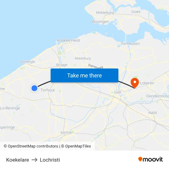 Koekelare to Lochristi map