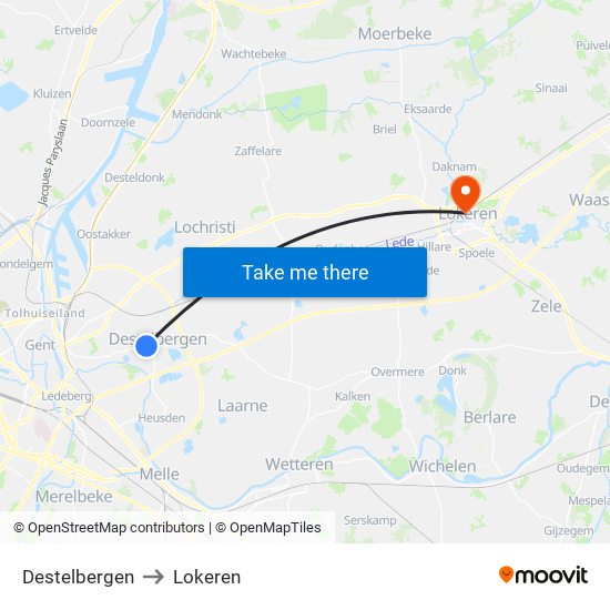 Destelbergen to Lokeren map