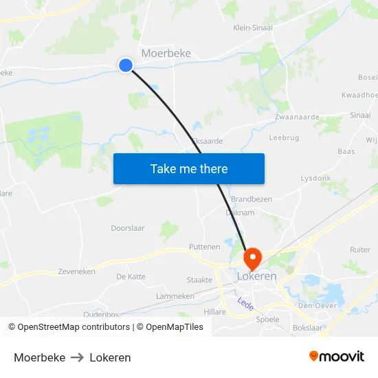 Moerbeke to Lokeren map