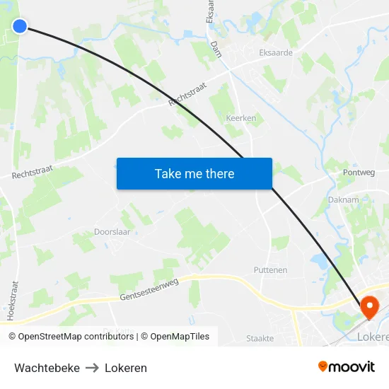 Wachtebeke to Lokeren map