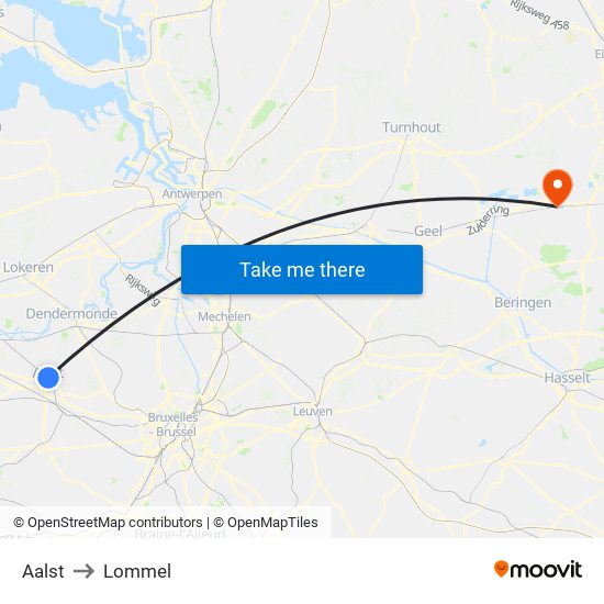 Aalst to Lommel map