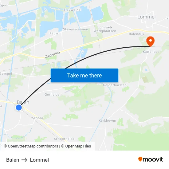 Balen to Lommel map