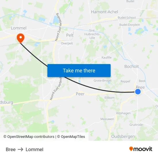 Bree to Lommel map