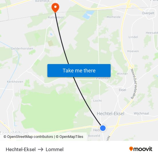Hechtel-Eksel to Lommel map