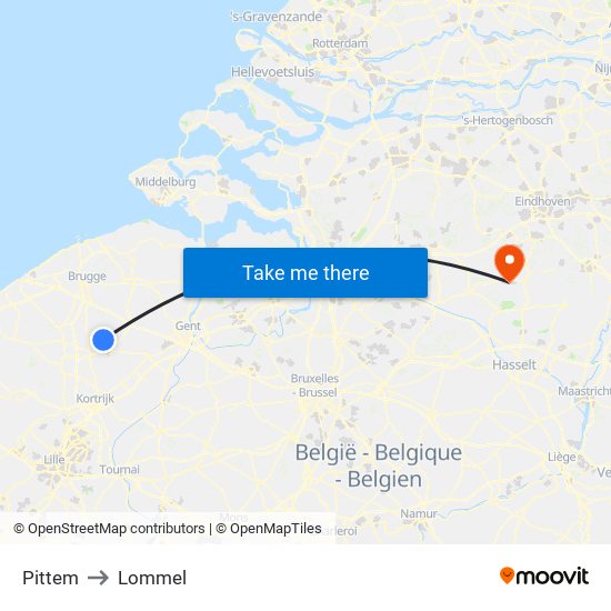 Pittem to Lommel map