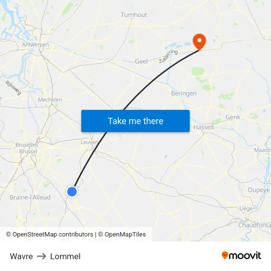 Wavre to Lommel map