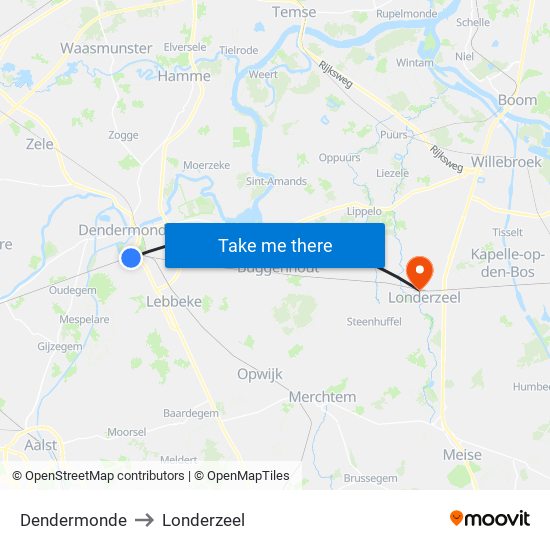 Dendermonde to Londerzeel map