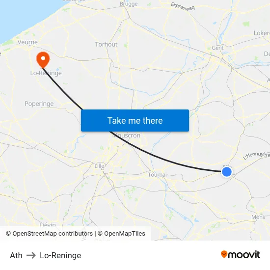 Ath to Lo-Reninge map