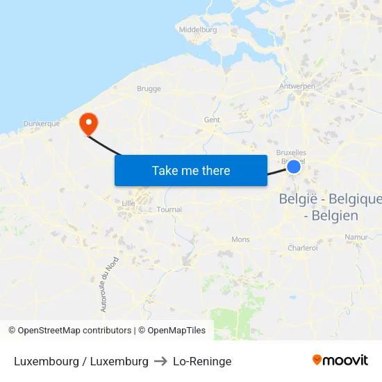 Luxembourg / Luxemburg to Lo-Reninge map